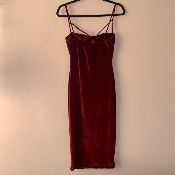 Fashion Nova Rich Like Velvet Dress - Wine - Picture 6 of 8